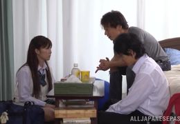 Playsome Azumi Kinoshita with big love muffins gets caught fucking one playmate